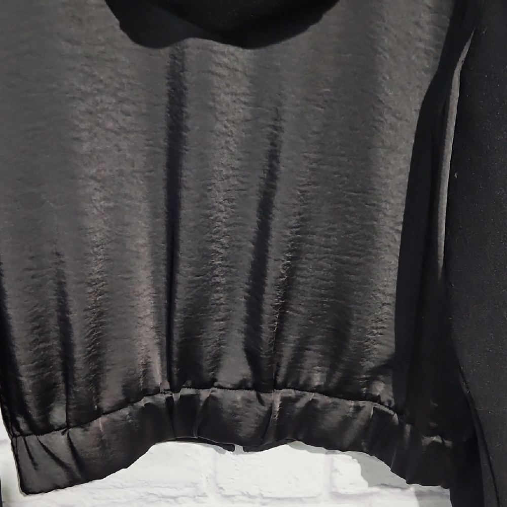 Simply Vera Vera Wang Black Satin Back Bomber Jacket - Picture 7 of 8